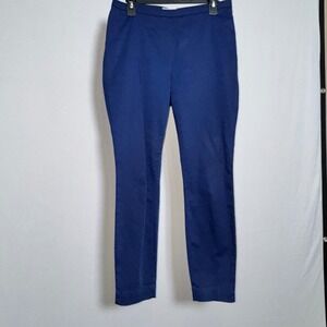 Tommy Bahama Boracay Ankle Pants Blue Cotton Tencel Stretch Slim Side Zip Size 8